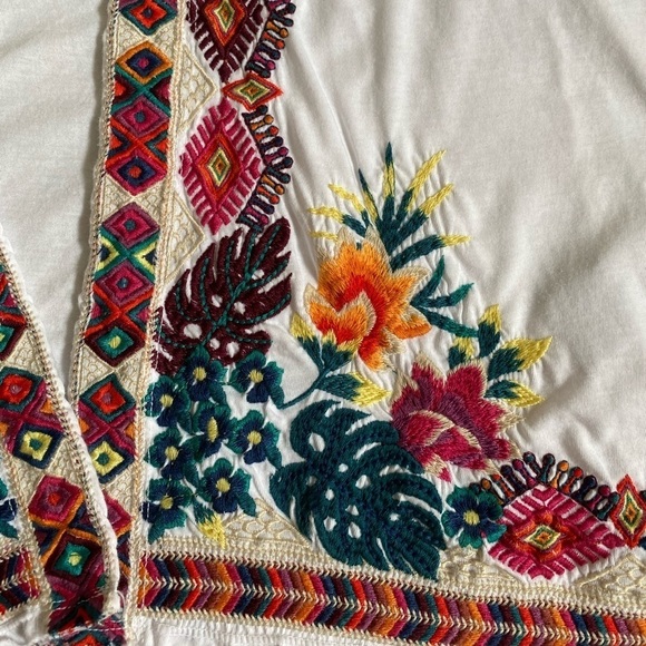 Johnny Was Quinn Embroidered White Cotton Draped Kimono Cardigan Women’s XS - Picture 11 of 12